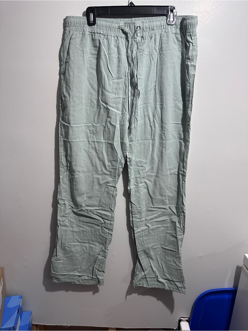 Wide Leg Drawstring Pants in Light Mint Size XL (1498)
